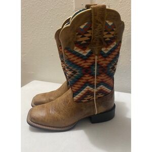 Ariat Western Boots Geometric Print Square Toe Women's Size 6B Brown
